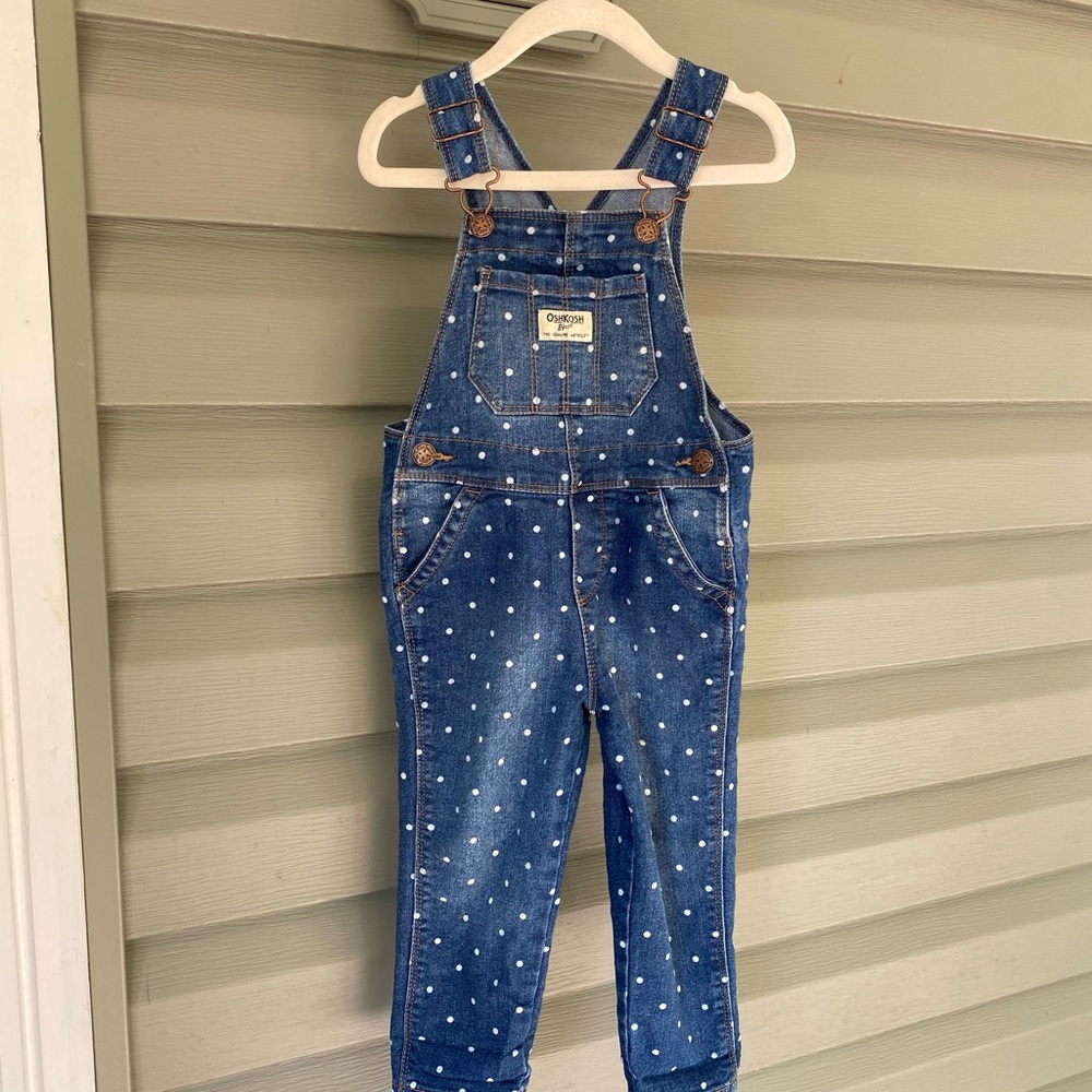 OshKosh B'gosh Denim Overalls with White Dots